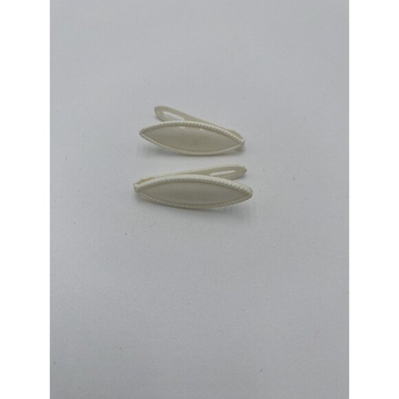 Vintage Goody Snap-Tight Girl Barrettes Set White Bar Pair - Picture 4 of 4